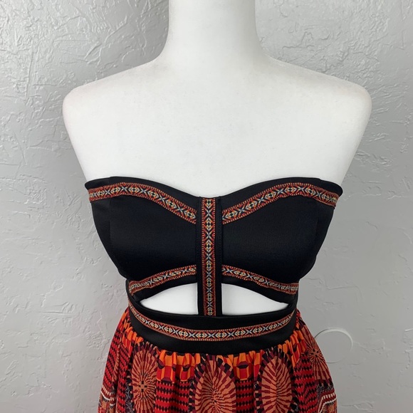 SOLD Sans Souci Tribal cut out Strapless maxi dress - Picture 2 of 9